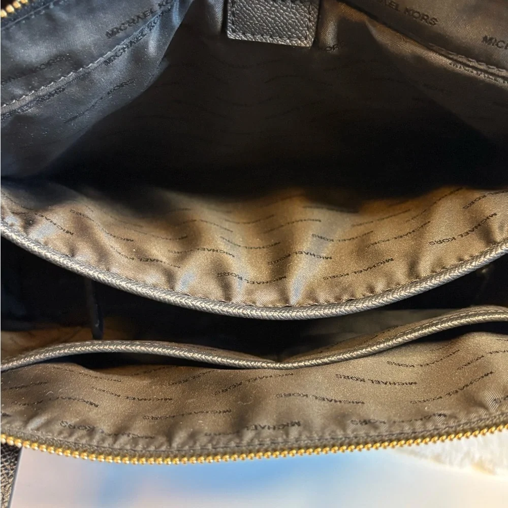 Michael Kors Maddie Medium Crossgrain Tote – Black with Gold Hardware